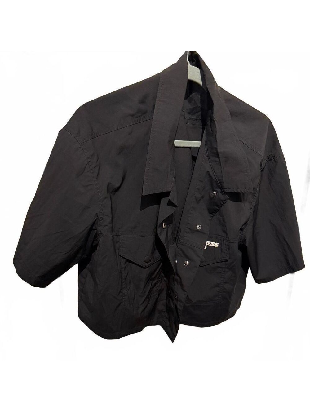 Black Short Sleeve Button-up Shirt